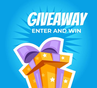 Hediye kutusu ödülünü kazanan yarışma konsepti. Vektör grafik tasarımı illüstrasyonu