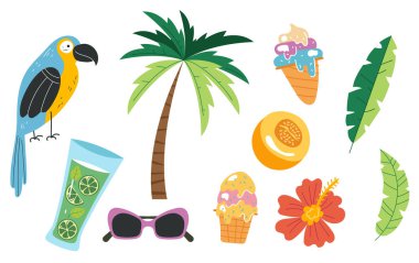 Yaz tatili yaprak yapıştırması izole edilmiş bir kavram. Vektör grafik tasarımı illüstrasyonu