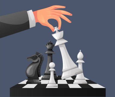 Satranç taşı savaş stratejisi konsepti. Vektör düz grafik tasarım çizimi