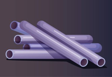 İnşaat çelik borular yığını izole edilmiş konsept. Vektör düz çizgi film tasarım elemanı çizimi 