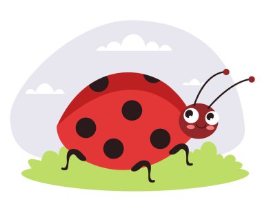 Böcekböceği konsepti. Vektör çizgi film tasarım elemanı çizimi