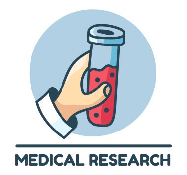Tıbbi laboratuvar araştırmaları kimyasal amblem logo çizgisi sanat soyut kavramı. Vektör düz grafik tasarım çizgi film illüstrasyonu