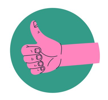 Pozitif işaretli yalıtılmış bir el. Vektör düz grafik tasarım elemanı çizimi