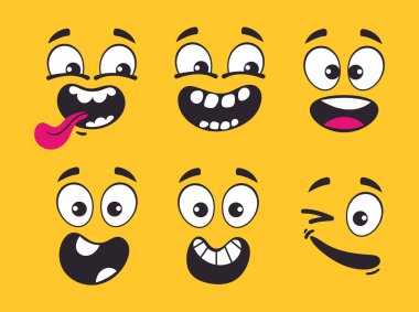 Mutlu olumlu duygular karikatür karakterleri izole edildi. Vektör düz grafik tasarım elemanı çizimi