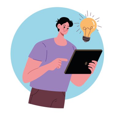 Çevrimiçi iş fikri eğitimi kavramı. Vektör düz grafik tasarım çizimi