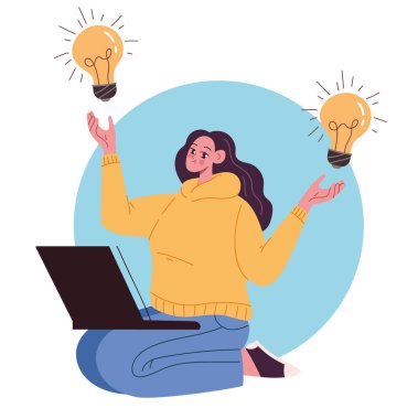 Çevrimiçi iş fikri eğitimi kavramı. Vektör düz grafik tasarım çizimi