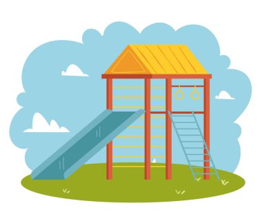 Çocuk parkı tasarım unsuru konsepti. Vektör karikatür el çizimi çizimi