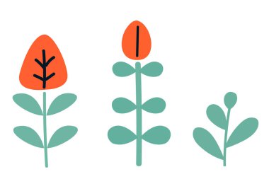 Basit yassı çiçek konsepti. Vektör grafik tasarım çizim ögesi 