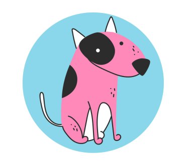 Pembe renkli köpek çizgisi düz sanat konsepti. Vektör grafik tasarım çizim ögesi