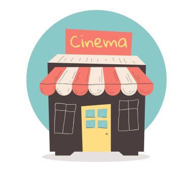 Sinema retro tarzı sanat düz konsepti. Vektör grafik tasarım çizim ögesi