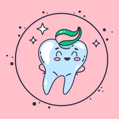 Koruyucu bubble diş karakter. Mikroplar karakter saldırı. Vektör düz çizgi film illüstrasyon