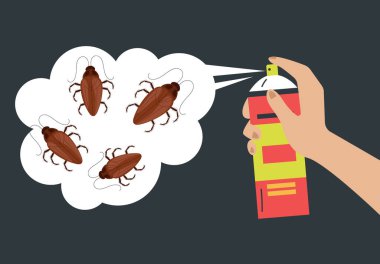 El ele tutuşma sprey anti-böcek basit çizgi biçimi izole konsept 