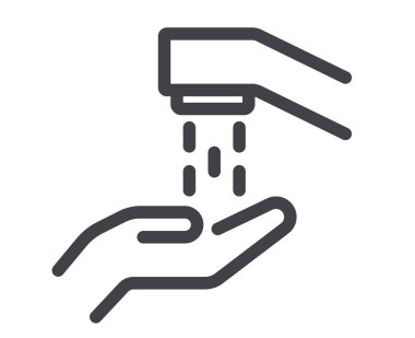 El yıkama ipi simgeleri. Taslak semboller seti, basit grafik elementler, modern doğrusal stil siyah piktogram koleksiyonu. El yıkama, hijyen, el yıkama konseptleri. Vektör satırı simgeleri ayarlandı