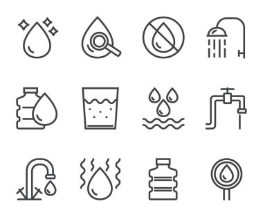 Su hattı siyah resim ikonu izole edildi. Vektör düz grafik tasarımı