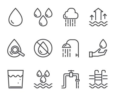 Su hattı siyah resim ikonu izole edildi. Vektör düz grafik tasarımı