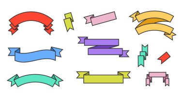Renkli kurdele etiketi izole edildi. Vektör düz grafik tasarım çizimi