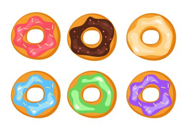 Çörek fırını tatlıları izole edilmiş pasta seti konsepti. Vektör tasarımı grafik illüstrasyonu