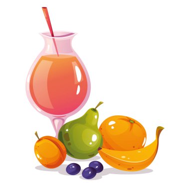 Meyve suyu kokteyli izole edilmiş konsept. Vektör düz grafik tasarım çizimi