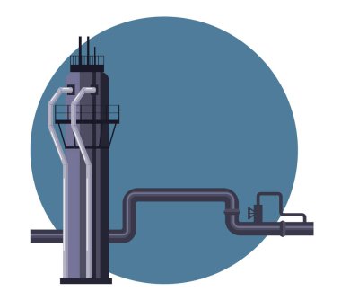 Sanayi bölgesi petrol sondaj konsepti. Vektör düz modern biçim grafik çizimi