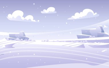 Kış ormanı dağ manzarası kavramı. Vektör grafik tasarım çizim ögesi