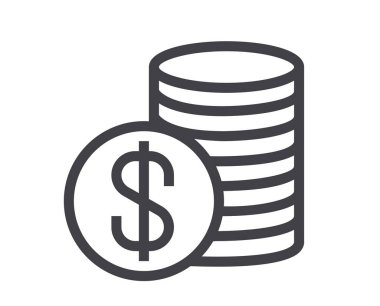 Para dolar nakit hattı basit simge setini izole etti. Vektör düz grafik tasarım çizimi