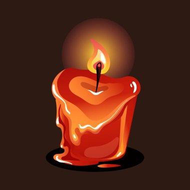 Kırmızı mum yanan animasyon, izole edilmiş kavram. Vektör grafik tasarımı illüstrasyonu