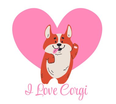 I love corgi concept. Vector graphic design illustration element clipart