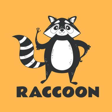 Rakun logosu izole edilmiş konsept. Vektör grafik tasarımı illüstrasyonu