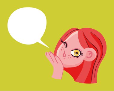 Konuşma balonu iletişim konsepti olan anime kızlar. Vektör grafik tasarım çizim ögesi