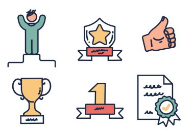 Ödül ödüllü ödül ödüllü ikon ödülü sahibi stili. Vektör düz grafik tasarım elemanı gösterimi