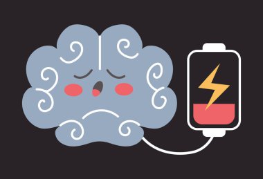 Boş enerji beyni konsepti harekete geçirir. Vektör tasarımı grafik illüstrasyonu