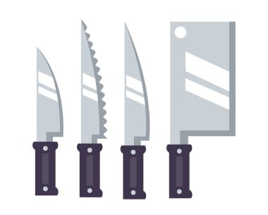 Mutfak bıçakları izole edilmiş çizimler