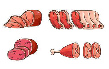 Et sosisleri tek parça ve basit çizgi biçimi izole.