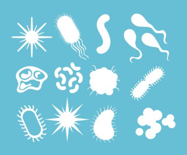 Mikrop virüsü antibakteriyel bakteri kontrol konsepti. Vektör düz grafik tasarım çizimi