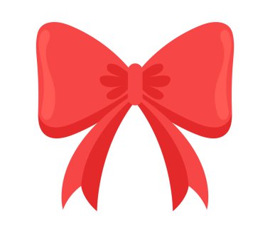 Kırmızı dekoratif yay ikonu izole edilmiş konsept. Vektör düz grafik tasarımı izole edilmiş illüstrasyon