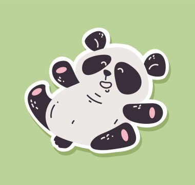 Şirin panda karalama etiketi izole edilmiş konsept. Vektör grafik tasarımı illüstrasyonu