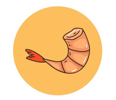 Karidesli karides eti, çiğ izole edilmiş ikon konsepti. Vektör grafik tasarım ögesi çizimi