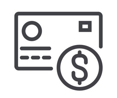 Kredi kartı çizgisi sanat simgesi. Vektör düz çizgi film tasarım elemanı çizimi