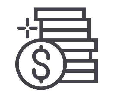 Para bütçe mevduat kredi işlem hattı izole ikon. Vektör düz çizgi film grafik tasarımı