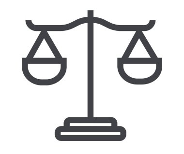 Terazi yargısı adalet simgesini izole et. Vektör grafik tasarımı illüstrasyonu