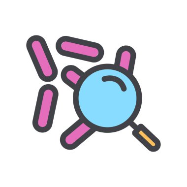 Bakteri arama simgesi izole kavramı. Vektör grafik tasarımı illüstrasyonu