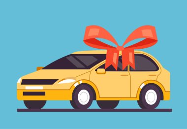 Yeni araba hediyesi izole edilmiş konsept. Vektör grafik tasarımı illüstrasyonu 