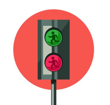Trafik ışığı lambası sinyal semafor konsepti. Vektör grafik tasarımı illüstrasyonu