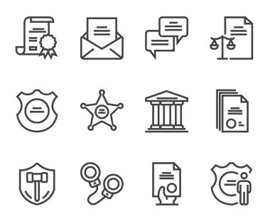 Kanun çizgisi simgeleri. Taslak semboller seti, basit grafik elementler, modern doğrusal stil siyah piktogram koleksiyonu. Vektör satırı simgeleri ayarlandı