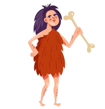 Mağara kadını karakteri. Vektör düz grafik tasarım çizimi