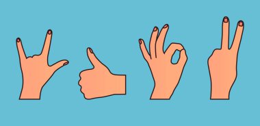 Elin, olumlu geri bildirim gibi soyut bir kavram. Vektör grafik tasarım çizim ögesi