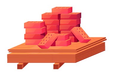 Yapı, gerçekçilik stili izole tasarım öğesini tuğlalar. Vektör düz grafik tasarım çizimi