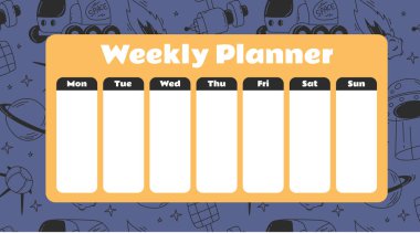 Çocuk konsepti için hafta planlama takvimi çizelgesi. Vektör grafik tasarım ögesi çizimi