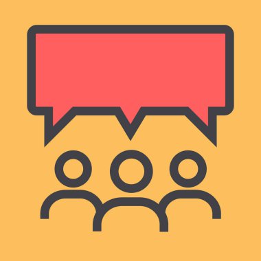 İletişim konuşma balonu çizgisi ikonu konsepti. Vektör düz grafik tasarımı