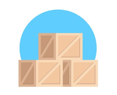 Karton kutular simgesi düz stil basit tasarım konsepti. Vektör düz çizgi film grafik çizimi